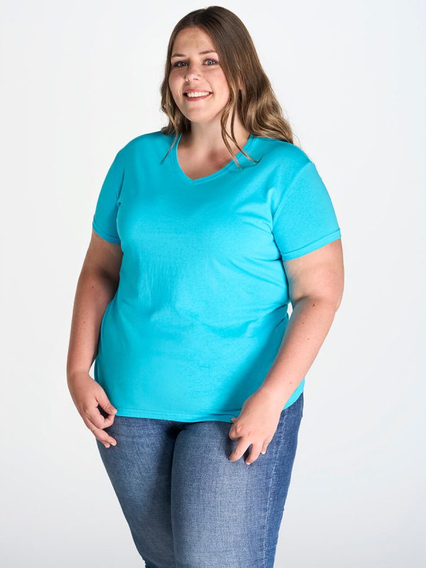 DONNA MANICA CORTA COLLO A V CURVES - CURVSPICO
